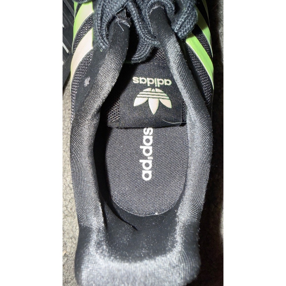 Adidas Black‎ Neon Green Stripes Athletic Running Shoes Sneakers Men's Size 5 US - Picture 5 of 5
